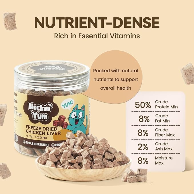 Freeze-Dried Chicken Liver Dog|Cat Treats|Single Ingredient|High Protein Healthy Pet Food Toppers|Training Snacks,2oz