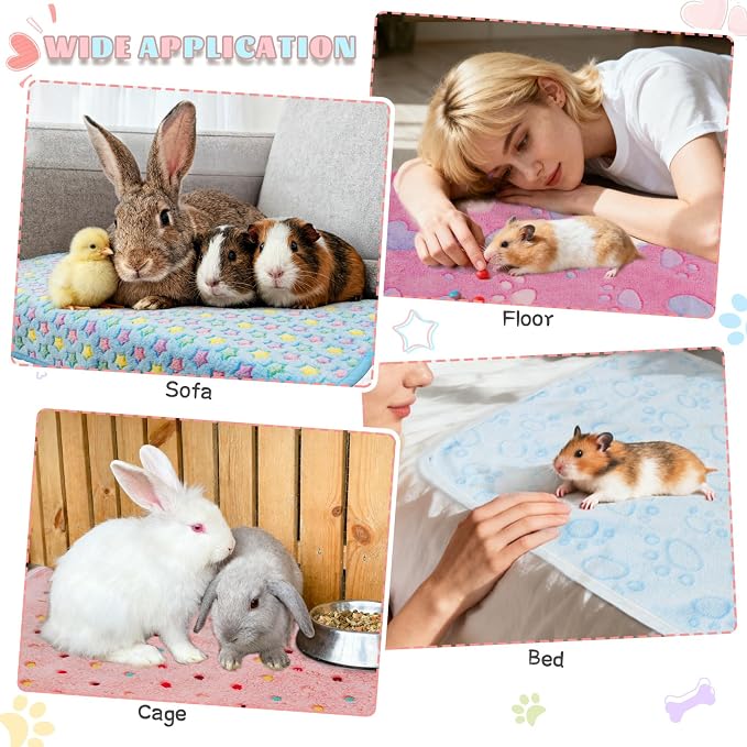8 Pack Guinea Pig Cage Liner, Washable Guinea Pig Fleece Blankets Beding Accessories, Flannel Throw Warm Sleep Mat, Pet Pee Pads for Small Animal Hamster Rabbit Puppy Cat (Light Color, 30x20 Inch)