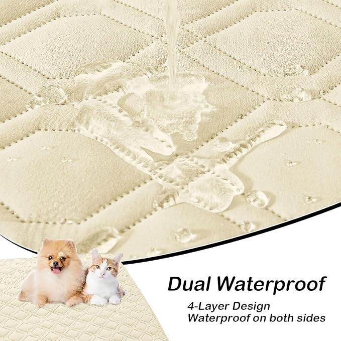 hyha Waterproof Dog Bed Blanket, Soft Pet Blankets, Waterproof Couch Cover for Dogs, Reversible Sofa Covers Washable for Furniture (40x80 Inch, Beige/Beige)