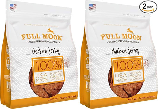 Full Moon Chicken Jerky Dog Treats | Human Grade | Made in USA | Grain Free | 24 oz Pack of 2