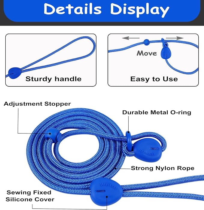 D Blue 6FT Slip Lead - Heavy Duty No Pull Dog Training Leash, Comfortable Rope Leash for Small to Medium Dogs