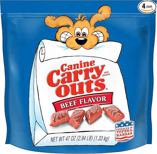 Canine Carry Outs Beef Flavor Dog Treats, 47 Ounce Bag (Pack of 4)