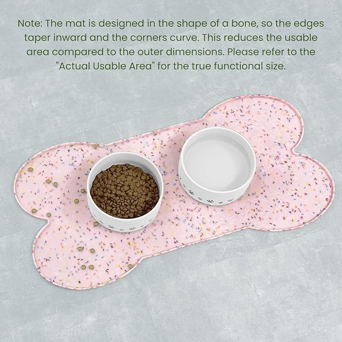 PWTAA Dog Food Mat Anti-Slip Silicone Dog Bowl Mat Thicker Pet Placemat Waterproof Cat Feeder Pad with Raised Edge Puppy Kitten Feeding Mats Suitable Small Medium-Sized Dogs Cats Eating Tray