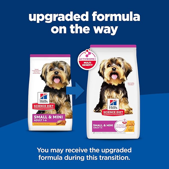 Hill's Science Diet Small & Mini, Adult 1-6, Small & Mini Breeds Premium Nutrition, Dry Dog Food, Chicken & Brown Rice, 4.5 lb Bag (Pack of 4)
