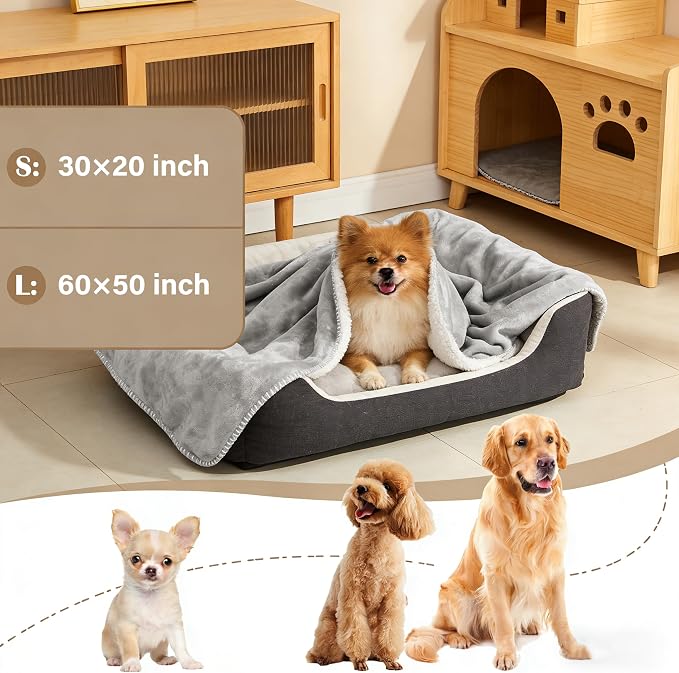 Kritter Planet Waterproof Small Dog Blanket, Soft Puppy Blanket,Washable Furniture Protector, Dog Blanket for Car,Reversible Sherpa Fleece Couch Cover for Small Pets