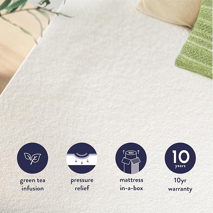 Best Price Mattress Full Mattress 6 inch Bed-In-A-Box, Green Tea Memory Foam White