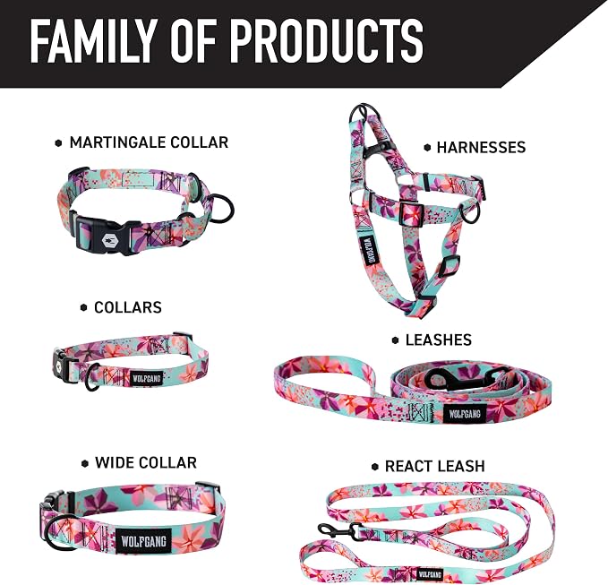 Wolfgang Heavy Duty Adjustable Dog Harness, Pull-Tested to Over 800 lbs for Walking & Training, DigiFloral Print, Extra Large