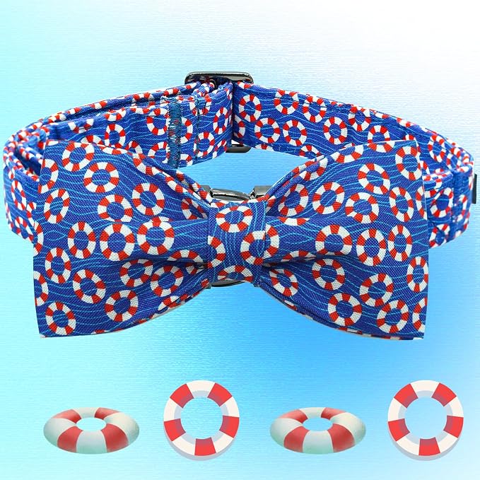 Elegant little tail Independence Dog Collar, Holiday Pet Collars with Bow Durable Patriotic Pet Collars Adjustable Dog Collar for Medium Dogs