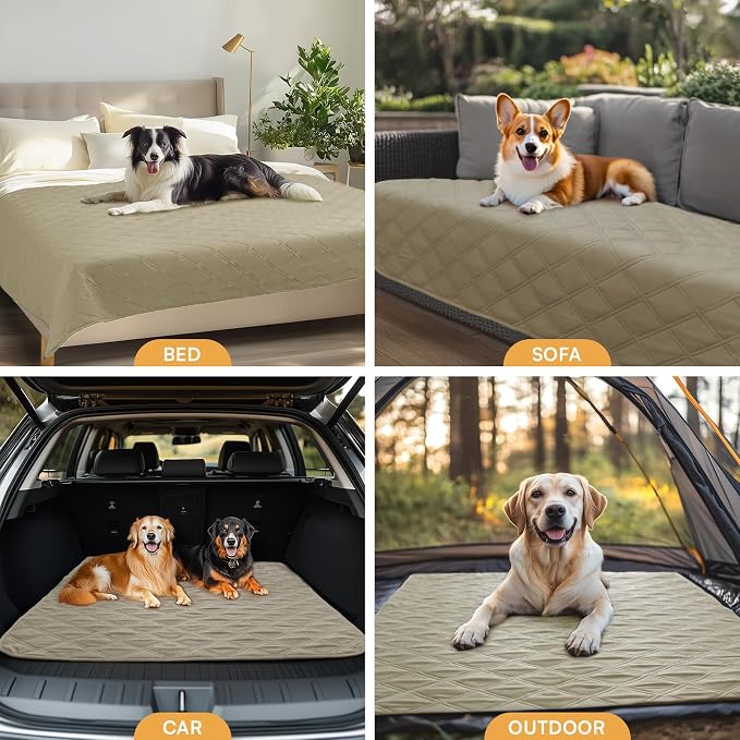 Luciphia 100% Waterproof Couch Cover Blanket for Dogs Anti-Slip Pet Couch Protector Sofa Mat Puppy Cat Blanket with Non-Slip Bottom, Taupe White, 30x70 Inch
