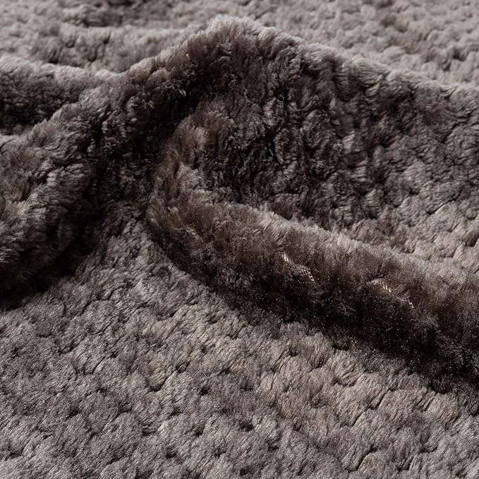 Warm Soft Fuzzy Dog or Cat Blanket, Plush Fleece Throws for Puppy, Kitten, Bed, Couch, Sofa, Travel (L/40" x 48", Dark Grey)