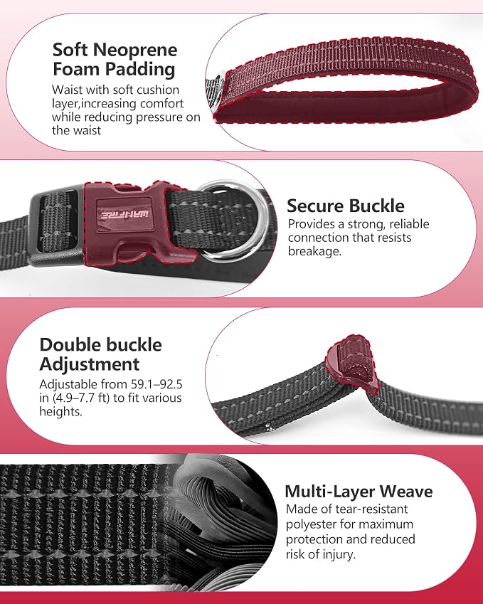 Double Dog Leash - Two Dog Leash No Tangle Design, 3-in-1 Adjustable Waist Belt for Two Dogs, Detachable Dual Leashes or Single Belt, Suitable for Dogs for Training, Running and Walking.