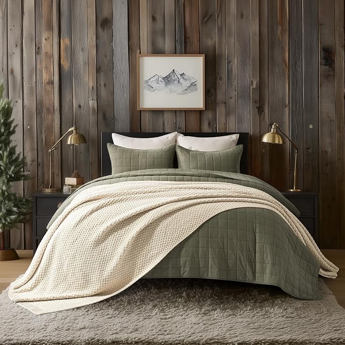 EVERGRACEHOME Chunky Chenille Knit Throw Blanket for Couch, Soft Luxurious Oversized Queen Moss Stitch Blanket for Bed, Cozy Farmhouse Knitted Throw for Sofa, Beige, 90" x 90"