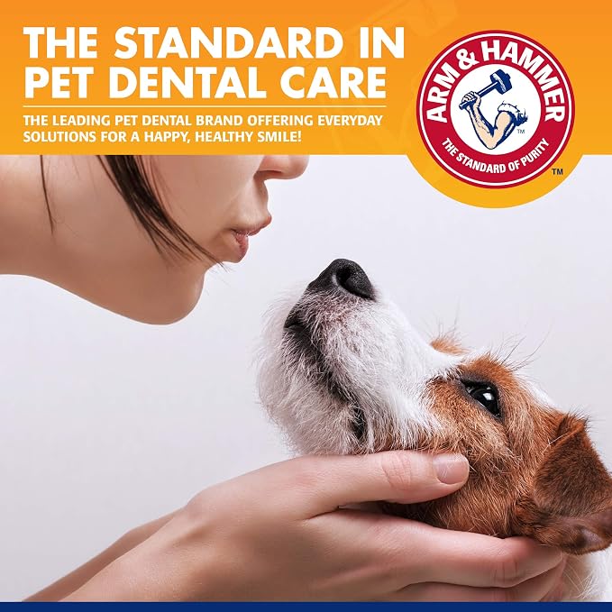 Arm & Hammer for Pets Tartar Control Dog Dental Care Kit Banana Mint Flavor Toothpaste Double-Sided Toothbrush Finger Brush 2.5 OZ 3-Piece 48 Pack