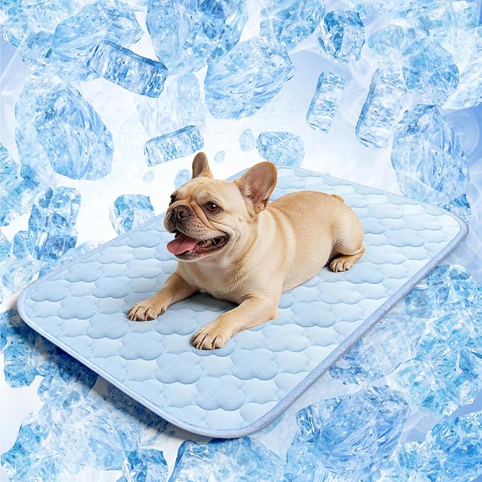 Pet Cooling Mats for Dogs, Cooling Pet Bed Outdoor & Indoor Use with Ice Silk Fabric & Waterproof Cover, Summer Cool Pad for Dogs Cats 29" x 18", Non-Slip Washable Pet Blanket for Crate Kennel Travel
