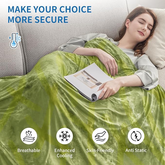 Guohaoi Cooling Throw Blanket for Hot Sleepers, King Size 90''×108'' Lightweight Breathable Summer Bed Blanket for Couch, Arc-Chill Q-Max >0.5 Cool Fiber,Lightweight Tie Dye Blanket Light Green