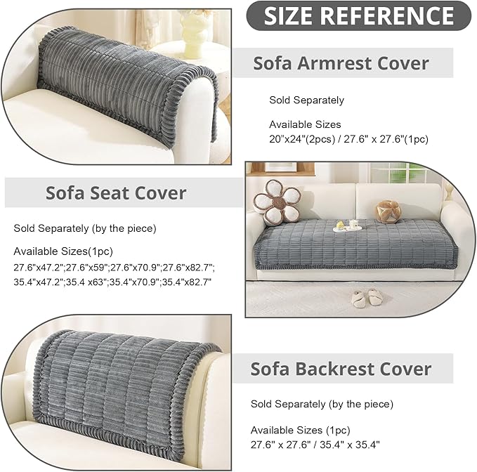 OstepDecor Couch Cover for Dogs, Washable Non Slip Sofa Cover for Pets, Soft Couch Covers for Sofa, Loveseat and Sectional, Furniture Protector Against Pet Hair & Scratches (35.4" x 70.9", Dark Grey)