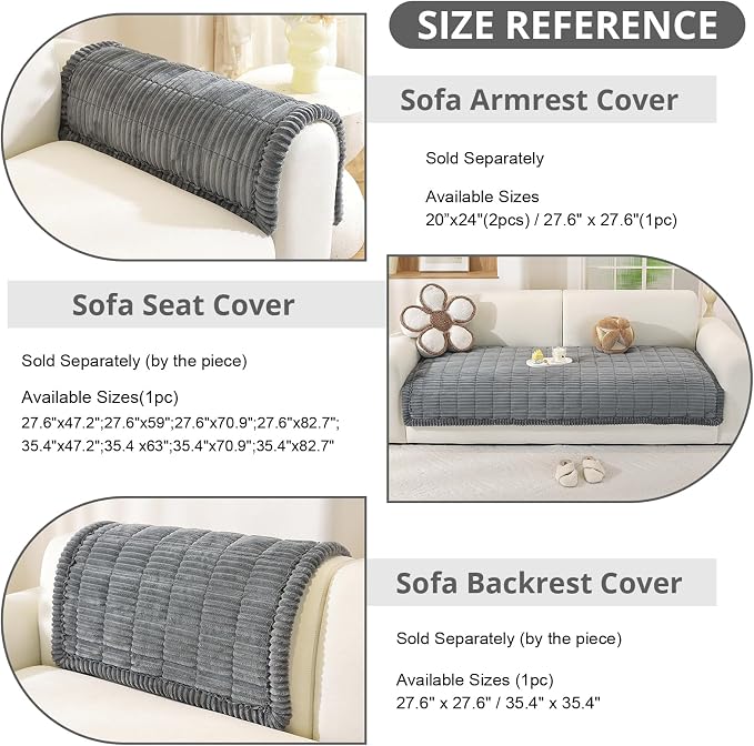 OstepDecor Couch Cover for Dogs, Washable Non Slip Sofa Cover for Pets, Soft Couch Covers for Sofa, Loveseat and Sectional, Furniture Protector Against Pet Hair & Scratches (35.4" x 63", Dark Grey)