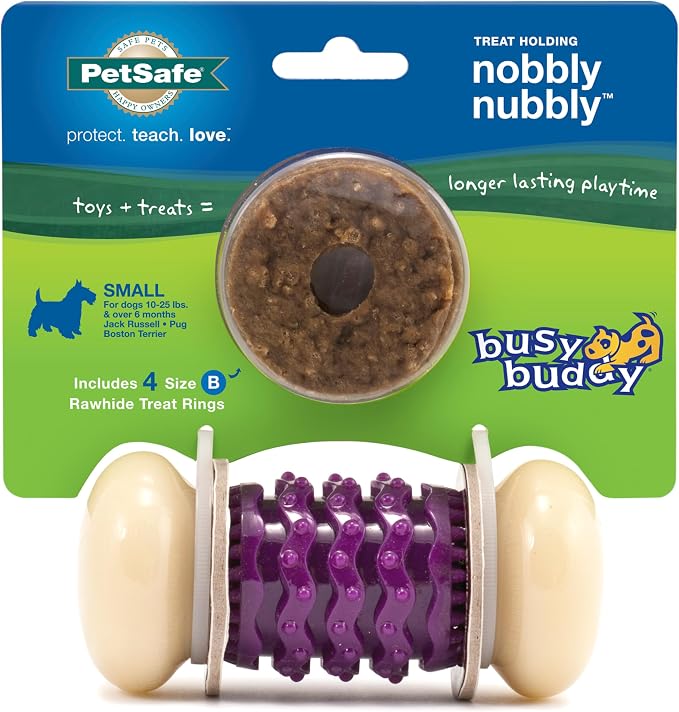 PetSafe Busy Buddy Nobbly Nubbly Treat Holding Dog Toy Strong Chewers Small