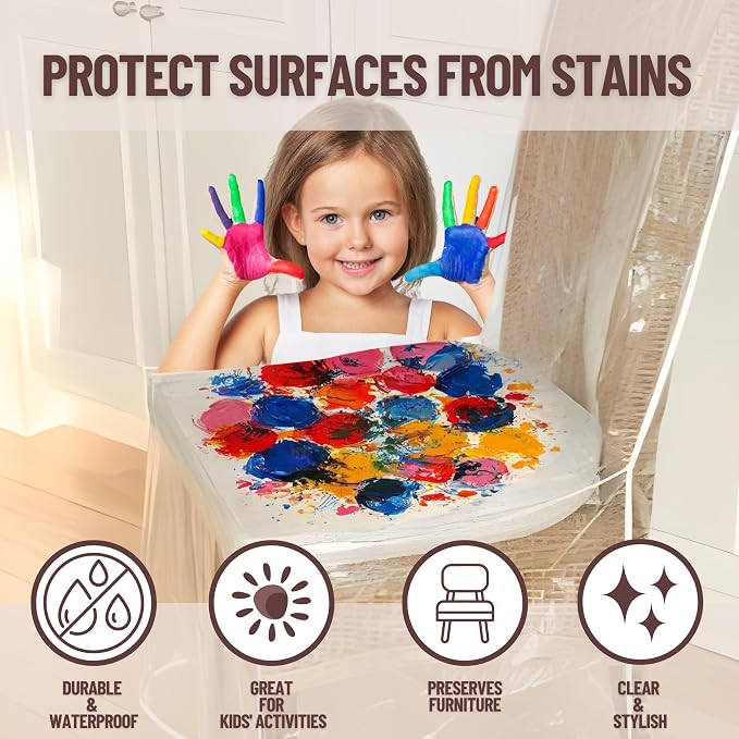 Evelots Dining Room/Kitchen Chair Cover/Protector-2 Pack- Heavy Duty Clear PVC Vinyl-No Dust/Spill/Pet Hair/Pet Claws, Easy Clean Slipcover