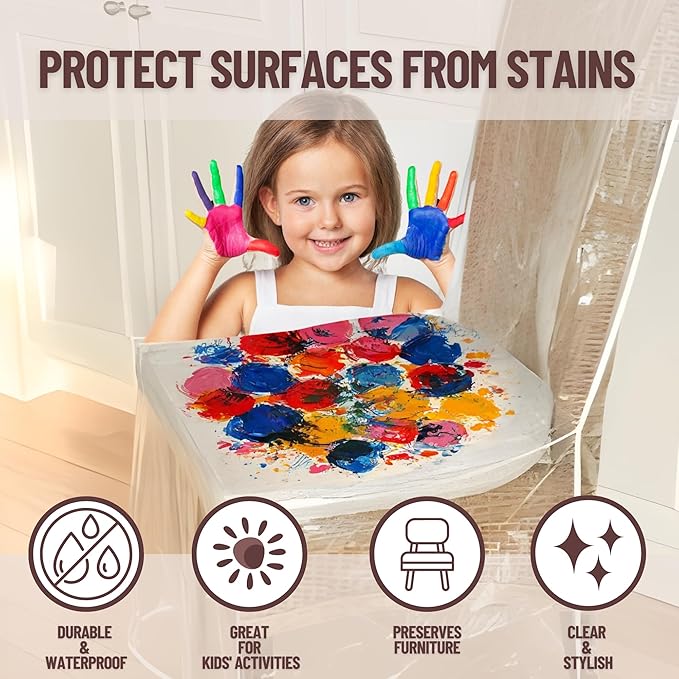 Evelots Dining Room/Kitchen Chair Cover/Protector-8 Pack- Heavy Duty Clear PVC Vinyl-No Dust/Spill/Pet Hair/Pet Claws, Easy Clean Slipcover