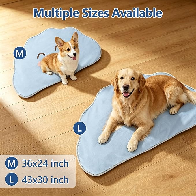RIOGOO Dog Cooling Mat,Washable Cool Mat for Dogs,Self Cooling Pads for Dogs Cats,Cool Fabric & Internal Cooling Pad (Medium, Cloud Style)