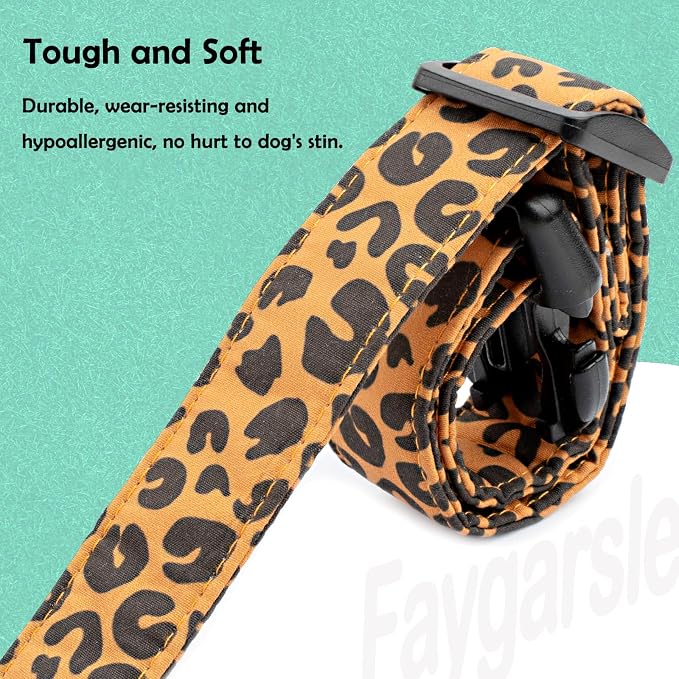 Faygarsle Brown Leopard Print Dog Collar for Small, Medium, Large Boys Girls Dogs S