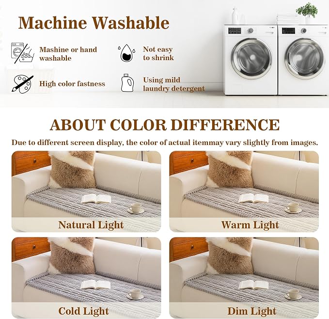 MYSKY HOME Couch Covers for 2 Cushion Sofa, Couch Cover for Dogs, Sofa Covers for Pets Washable, Soft Non-Slip Sofa Slipcovers, Loveseat Couch Covers, Furniture Protector, Light Grey, 27.6" x 59"