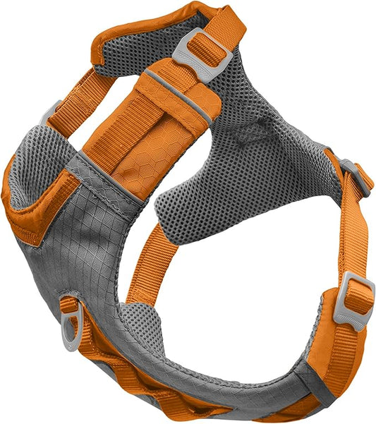 Kurgo Journey Air Dog Harness - Secure Fit for Active Dogs - Padded Chest - Lightweight Ripstop Fabric - Breathable Mesh - Reflective Trim - Back Assist Handle - Orange - Medium