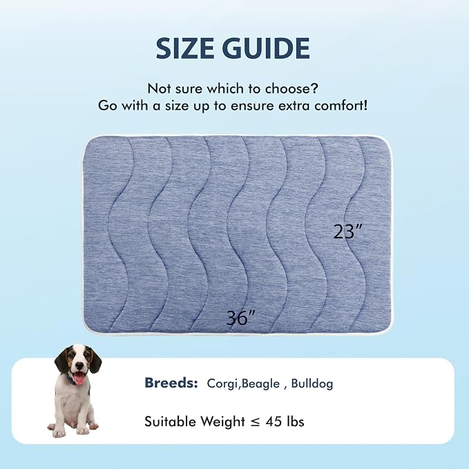 MICROCOSMOS 0.8" Thick Cooling Dog Foam Pad & Summer Pet Sleeping Mat, Machine Washable, Materials Safe, Portable Flat Pet Bed for Dogs.(Navy Blue, 36" x 23")