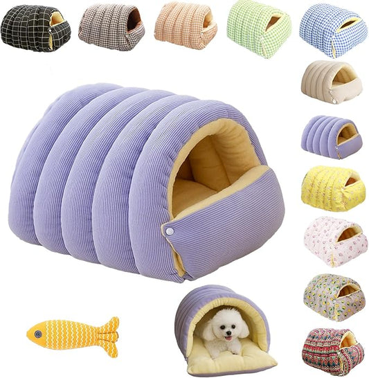 Cozy Monster Cat Bed, Niopets Cave Style Pet Bed, Warm Cats Tent Nest for Sleeping & Lounging, Removable and Washable Winter Closed-Off Cat Bed, Cute House for Small Dogs and Pets (C, Small)