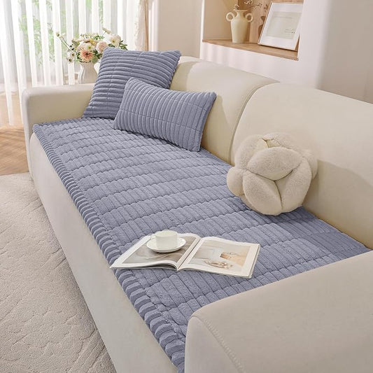 Fuzzy Pet Couch Covers for Dogs Washable, Thick Couch Covers for 3 Cushion Sofa Pet Friendly, Non Slip Plush Dog Couch Cover for for Sectional, Loveseat (Light Gray, 27.6" x 71")
