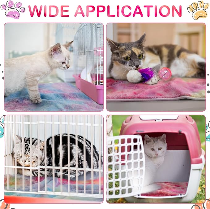 Reginary 4 Pcs Waterproof Guinea Pig Blankets Washable Small Animal Fleece Bedding Absorbent Guinea Pig Cage Liners Reusable Training Pee Pad Pet Sleep Mat for Hamster(Tie Dye Pattern,12 x 12 Inch)