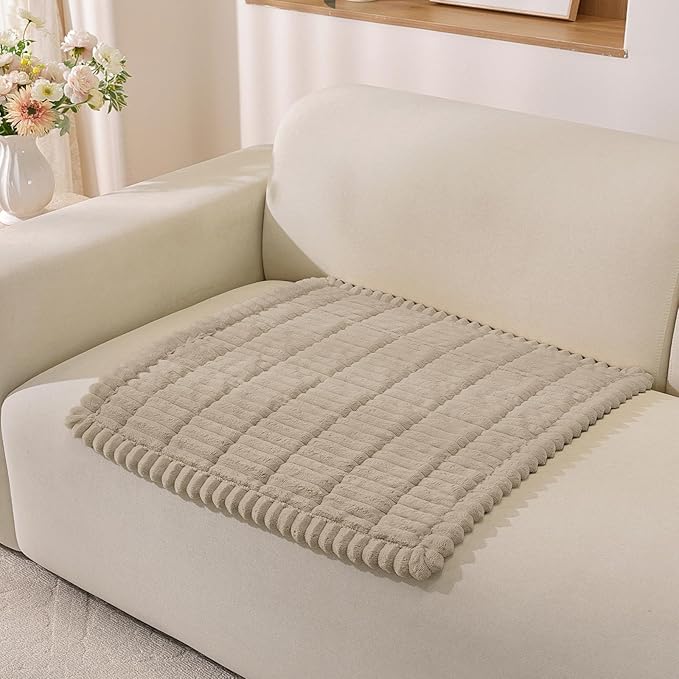 Fuzzy Pet Couch Covers for Dogs Washable, Thick Couch Covers for 2 Cushion Sofa Pet Friendly, Non Slip Plush Dog Couch Cover for for Sectional, Loveseat (Brown, 27.6" x 27.6")
