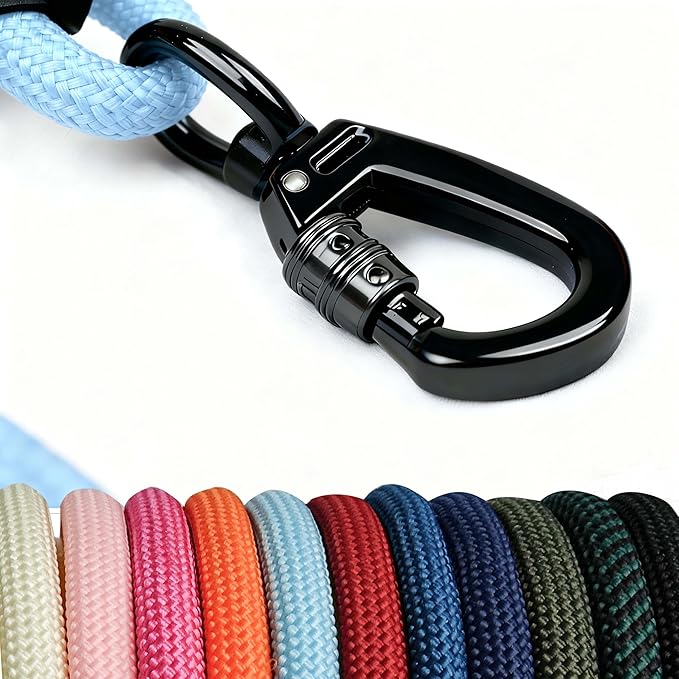 Small Dog Leash, 6ft Dog Leashes for Medium Dogs, Blue Leash, Rope Dogs Leashes, Strong Nylon Pet Lead, Pet Leather, Puppy Lead, Comfortable Leather Handle (Light Blue, 6 Feet)