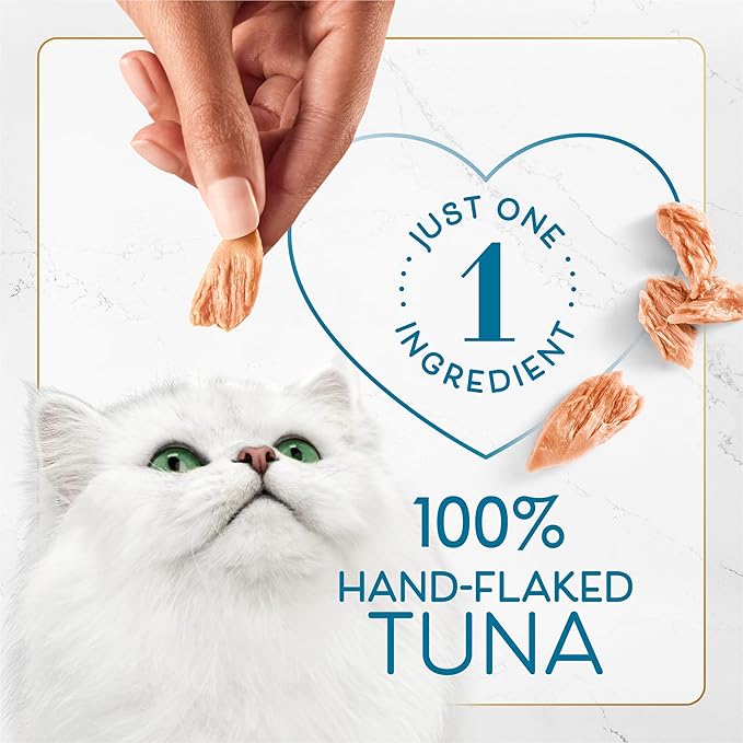 Purina Fancy Feast Purely Hand-Flaked Tuna Cat Treats, Steam-Baked Real Tuna, Pack of 5, 10 Count Pouches