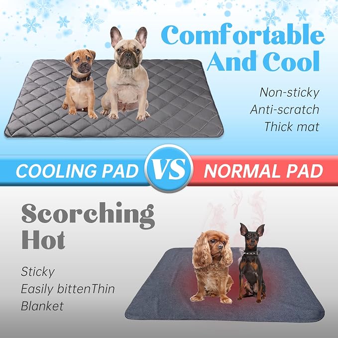 Paw Legend Dog Cool Mat for Dogs & Cats - Cool Tech Fabric, Washable Dog Sleeping Pad for Kennel, Sofa, Floor, Car Seats - Summer Cooling Blanket, Large