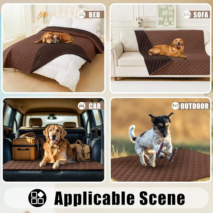 Smiry Waterproof Dog Bed Cover Blanket, Soft Reversible Pet Blanket, Washable Leakproof Cats Dogs Couch Cover for Sofa, Couch, Furniture (82x82 Inch, Brown/Chocolate)