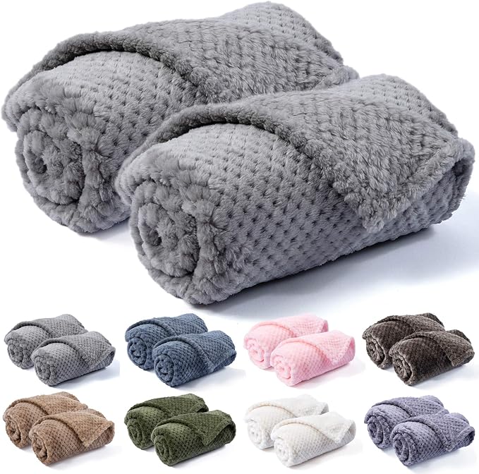 Pet Blanket for Dogs or Cats - Warm Soft Fuzzy Plush Fleece Throw for Puppy, Kitten, Small, Medium, Large Pets - Bed, Couch, Sofa, Travel (S/24" x 32", Grey)