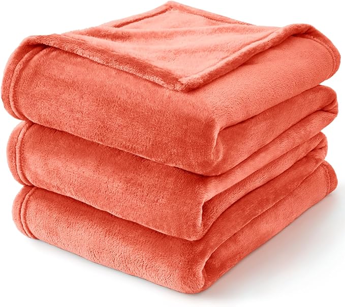 BEDELITE Fleece Blanket Coral Red Throw Blankets for Couch & Bed, Luxury Plush Cozy Fuzzy Blanket 50x60 inches, Super Soft Warm Lightweight Throw Blanket for Travel Camping