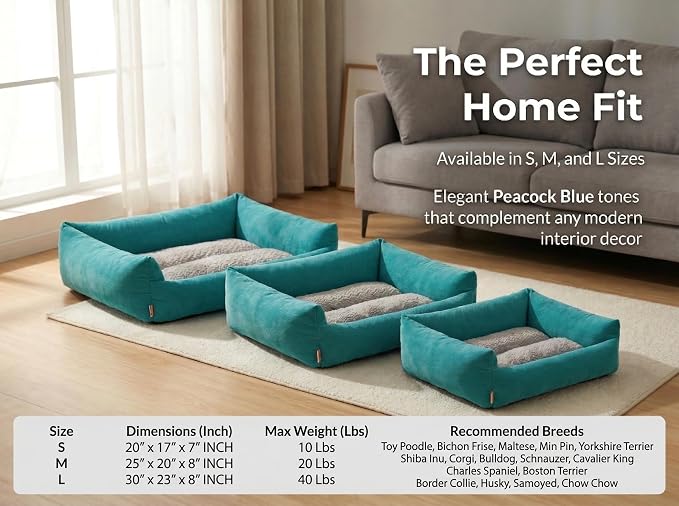 Dog Bed for Small Dogs - Bed for Medium Small Size Dogs Washable - Orthopedic, Calming & Warming Durable Pet Bed with Anti-Slip Bottom 25 Inches