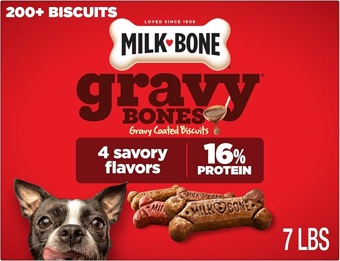Milk-Bone GravyBones Dog Biscuits, Gravy Coated Small Dog Treats, 7 Lb. Box