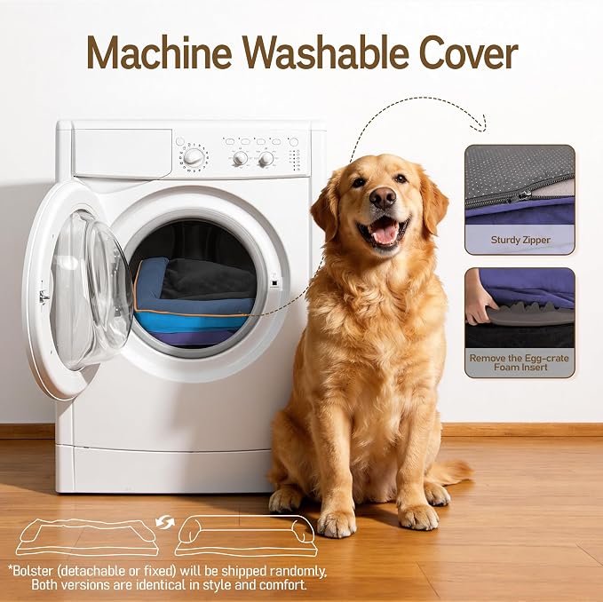 Comfort Expression Memory Foam Dog Bed Large Sized Dogs - Waterproof Orthopedic Dog Beds with Washable Removable Cover Non-Slip Pet Sofa Couch, 36 x 27