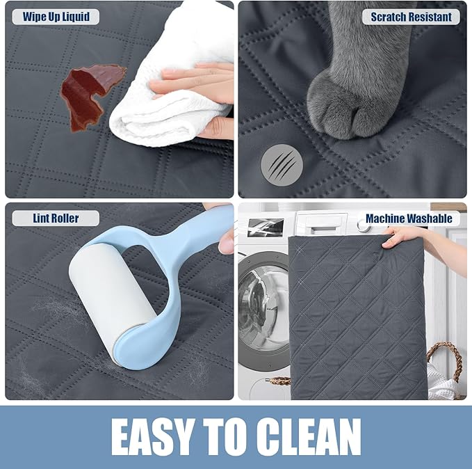 Smiry Waterproof Dog Bed Cover Pet Blanket, Soft Washable Dog Blanket for Furniture Bed Couch Sofa Reversible, Checkered (40"x80", Dark Grey/Dark Grey)