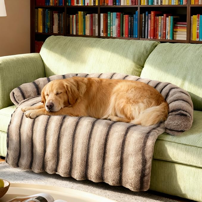 WATANIYA PET Large Dog Couch Bed, Fluffy Washable Couch Protector for Dogs with Removable Cover, Non-Slip Dog Sofa Bed, 45x37 Inch, Brown