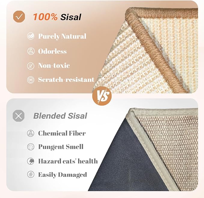 CHEERHOME PETS Sisal Cat Scratcher Ramp with Balls, 24.8" L Shape Cat Scratching Post Climbing Scratch for Indoor Cats, Solid Wooden Cat Furniture(Upgraded)