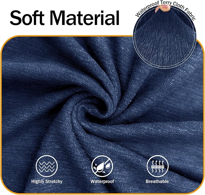 Waterproof Couch Cover, Stretch Non-Slip Oversized Sofa Slipcover with Elastic Bottom Stay-in-Place - Leakproof Furniture Protector for Kids & Pets - Washable (Oversized Sofa, Navy)