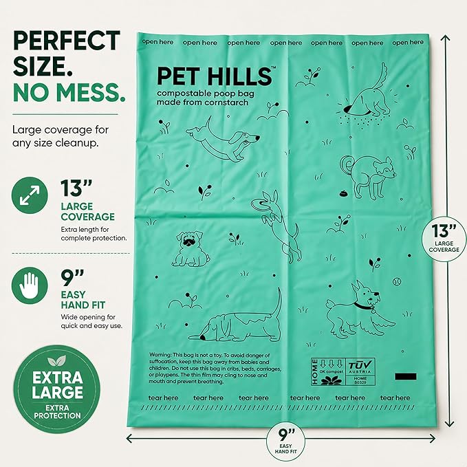 Heavy Duty Compostable Dog Poop Bags – 120 Count, Extra Thick 20 Micron, Leakproof & Unscented, Fits All Dispensers, Plant-Based Cornstarch, TÜV OK Compost HOME Certified