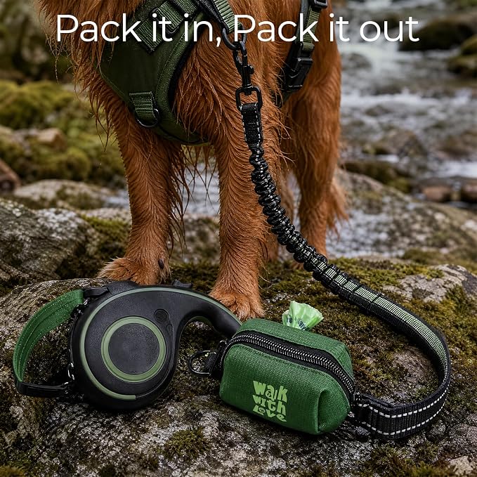 Poop Bags for Dogs, Leak Proof and Landfill Friendly Waste Bags for Dog Walking and Cats Litter, Fits Leash Dispenser, Unscented, 256 Bags（16 Rolls × 16 Bags), Green