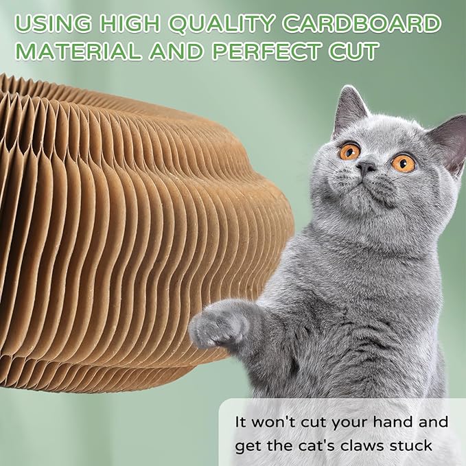 Goosheep Kitty Kurlz Accordion Magic Organ Cat Scratcher Toys for Indoor Cats - Cardboard Cat Scratching Board Ball Scratcher Pad 3 Pack