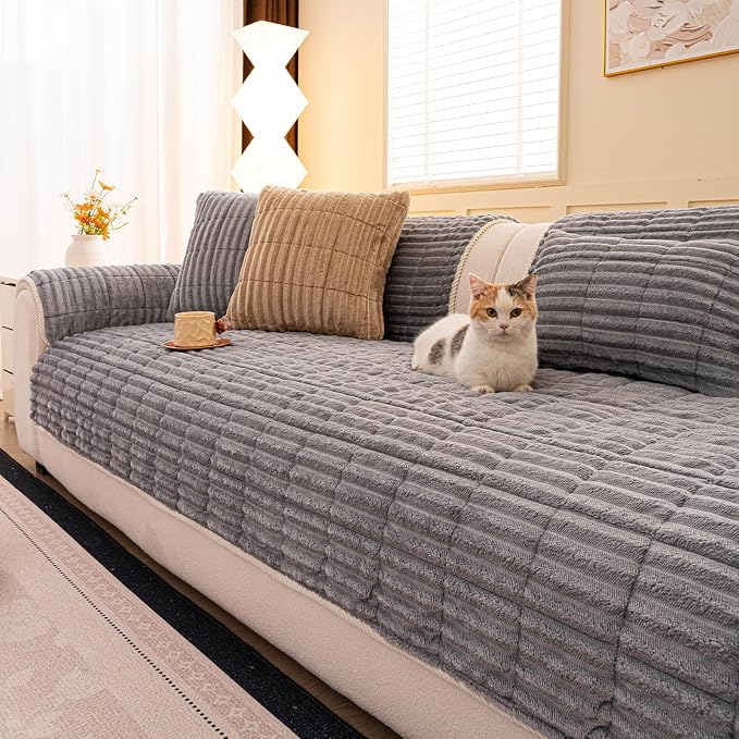 Washable Pet-Friendly Couch Covers for Dogs Fuzzy Pet Sofa Covers Dog Couch Blankets and Cushion Covers for Sofa